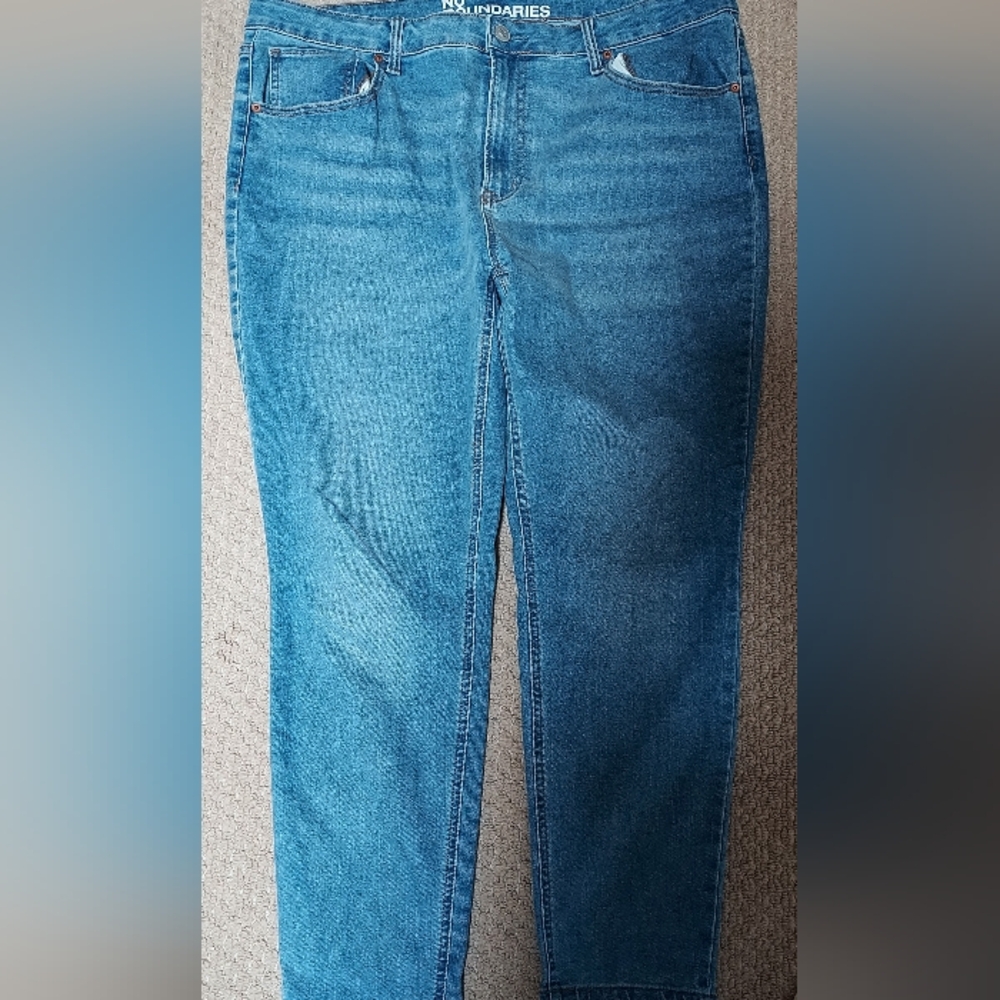 No Boundaries Denim Jeans Womens 18 Blue Medium Wash High Rise Skinny Stretch